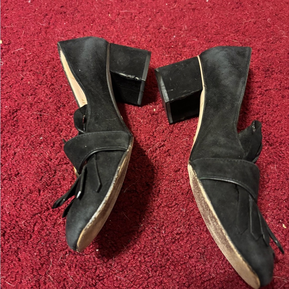 GUCCI MARMONT SZ 39 BLUE SUEDE SHOES NEEDS REPAIR GUC HEELS FRINGE GOLD GG - Picture 3 of 7